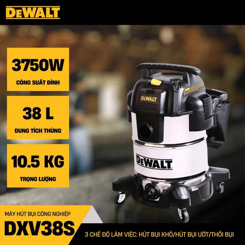 Máy Hút Bụi Công Nghiệp 3 Chức Năng 38L DeWALT DXV38S