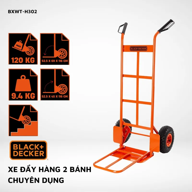 Xe đẩy hàng 2 bánh Black&amp;Decker BXWT-H302
